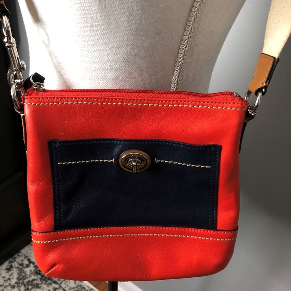 Coach Handbags - Coach Orange Blue Leather Crossbody